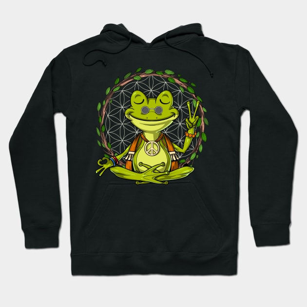 Hippie Frog Meditation Hoodie by underheaven